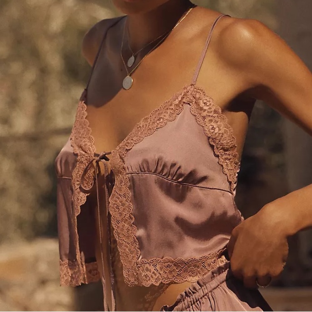 Anthropologie Lyrebird Flyaway Lace-Trim Tie-Front Cami - NWT - Size Large - Picture 4 of 16
